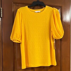 LC Lauren Conrad Yellow Puff Sleeve Blouse